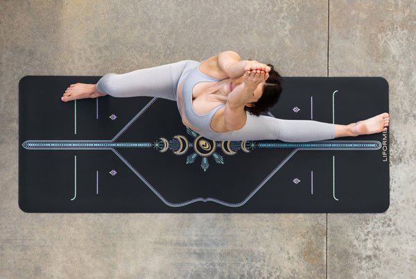 LIFORME Original Yoga Mat & Cleaner Bundle - Non-Slip, Aligned, Eco-Friendly, Grey, Includes Mat Bag