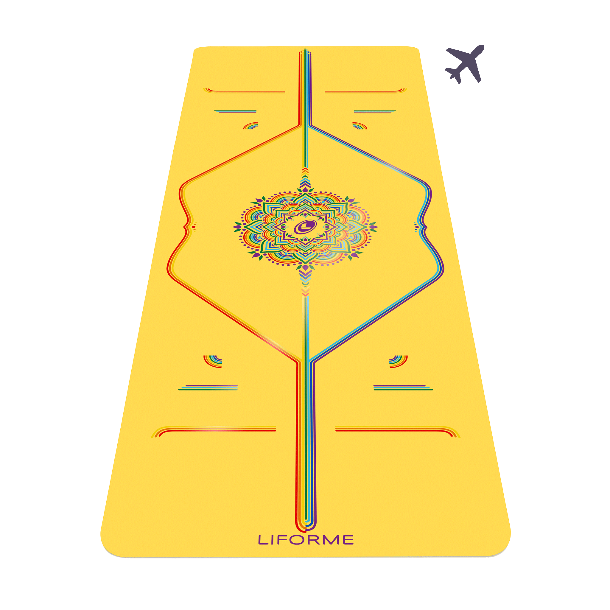 Liforme Rainbow Hope Travel Yoga Mat Yellow Rainbow Free Yoga Bag Non Slip Eco Friendly With Patented Alignment Line System