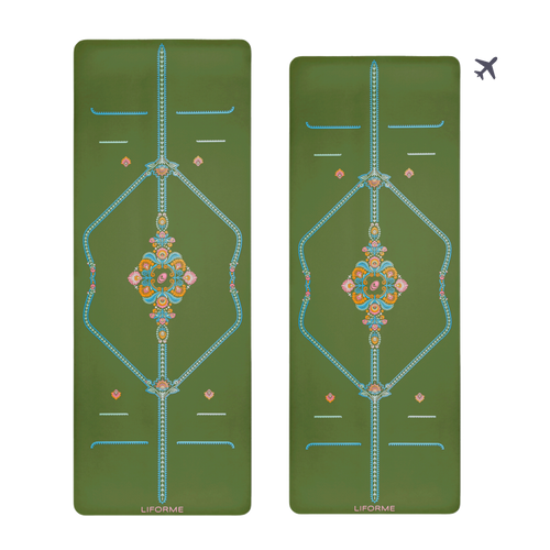Liforme Mindful Garden Yoga Mat & Travel Mat Bundle