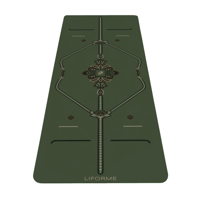 Liforme Deep Forest Mindful Garden Tikar Yoga menunjukkan Biru Langit laluan warna dengan AlignForMe® penjajaran postur dan permukaan mesra alam tidak licin