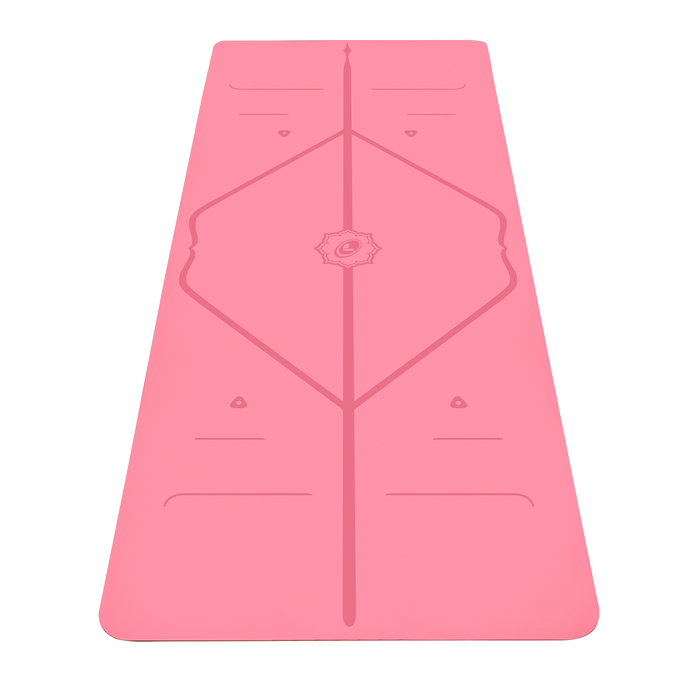 Liforme Classic Kinderyogamat met vooraanzicht, Roze kleurstelling met AlignForMe® houdingsuitlijning en antislip milieuvriendelijk oppervlak