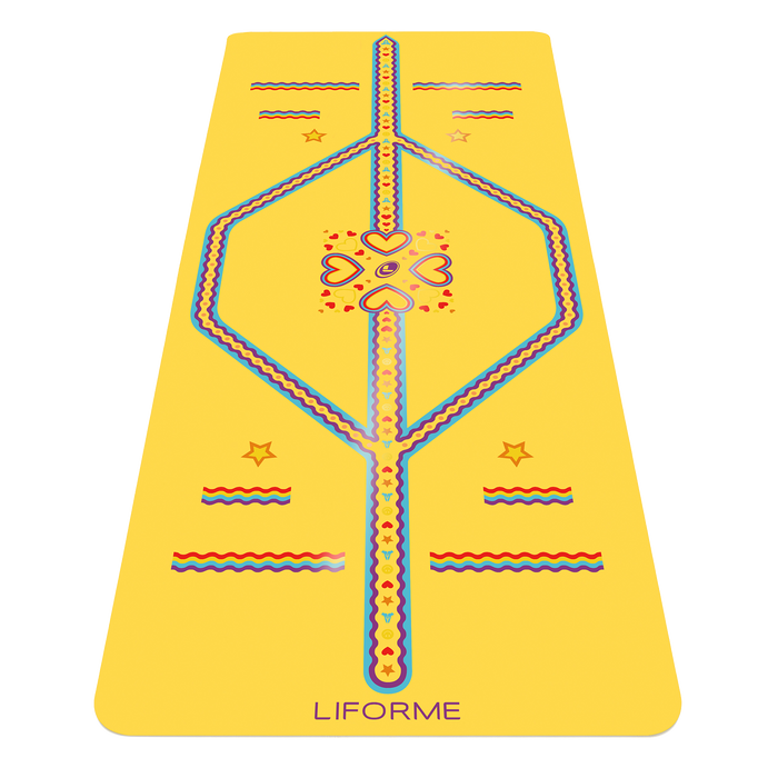 Liforme Playful Kids Yoga Mat showing front view with AlignForMe® posture alignment and non-slip eco-friendly surface