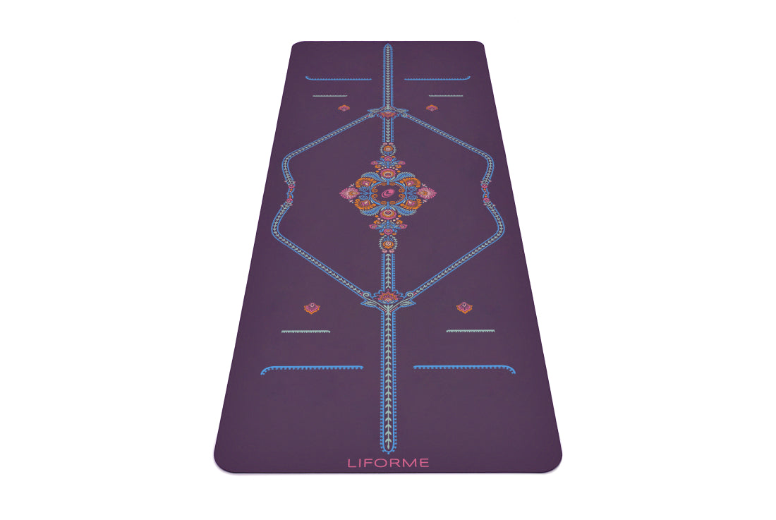 Liforme Yoga Mat Purple Earth and Gray Case with Strap Rare