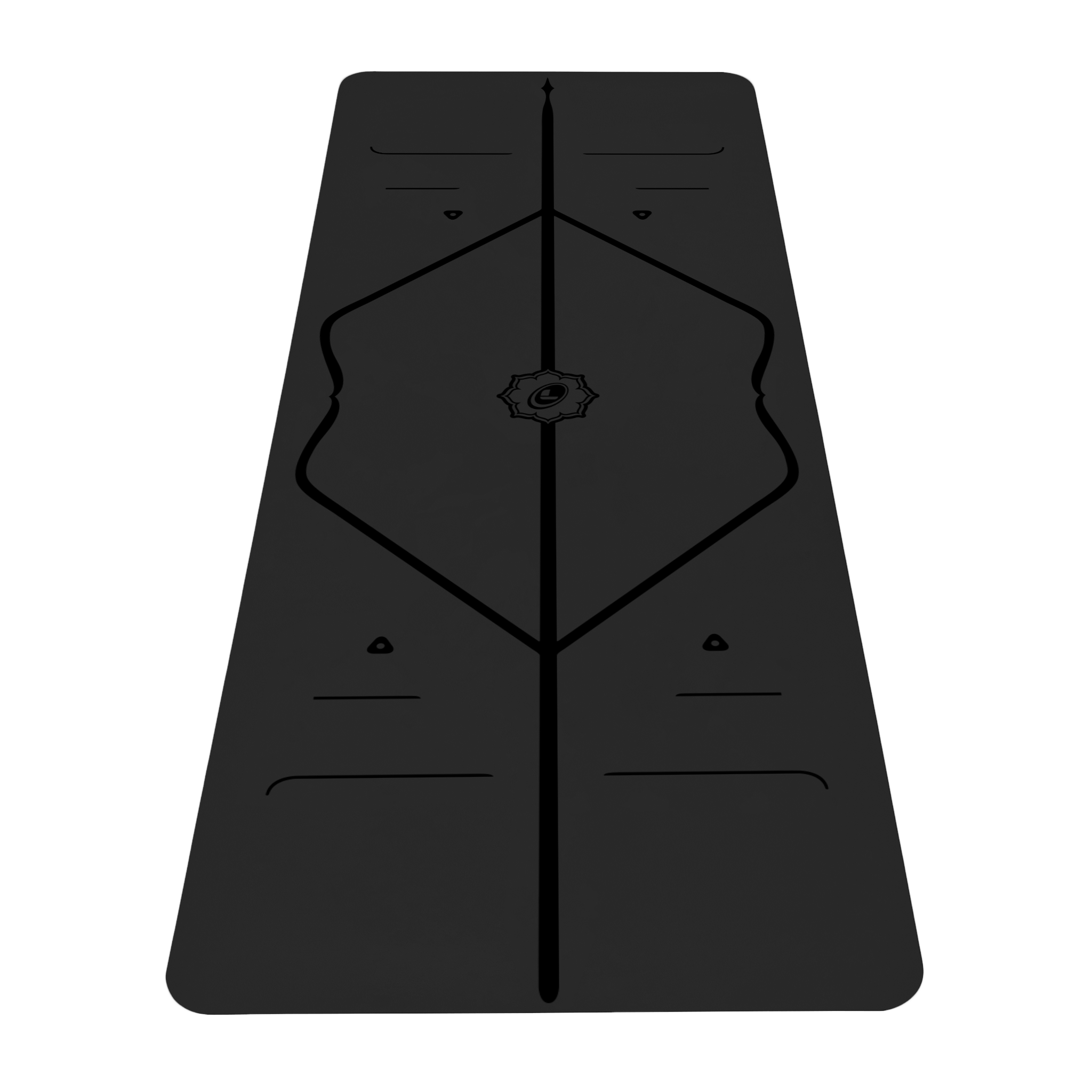 Liforme Classic Yoga Mat showing front view, black colorway with AlignForMe® posture alignment and non-slip eco-friendly surface