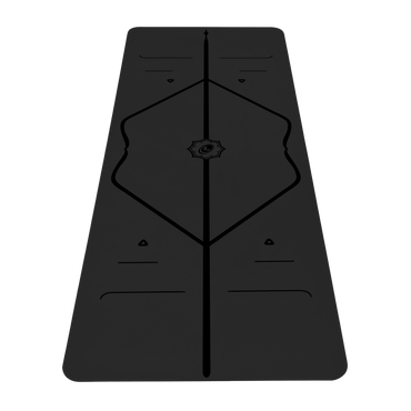 Liforme Classic Yoga Mat showing front view, black colorway with AlignForMe® posture alignment and non-slip eco-friendly surface