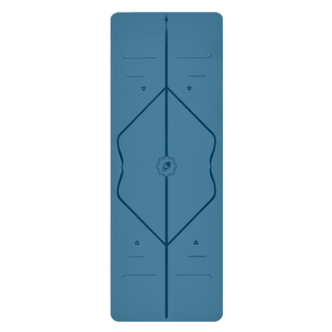 Front view of the alignment design of the Blue Liforme Yoga mat
