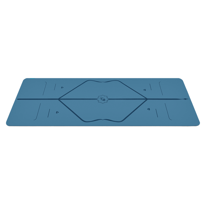 Side view of the alignment design of the Blue Liforme Yoga mat

