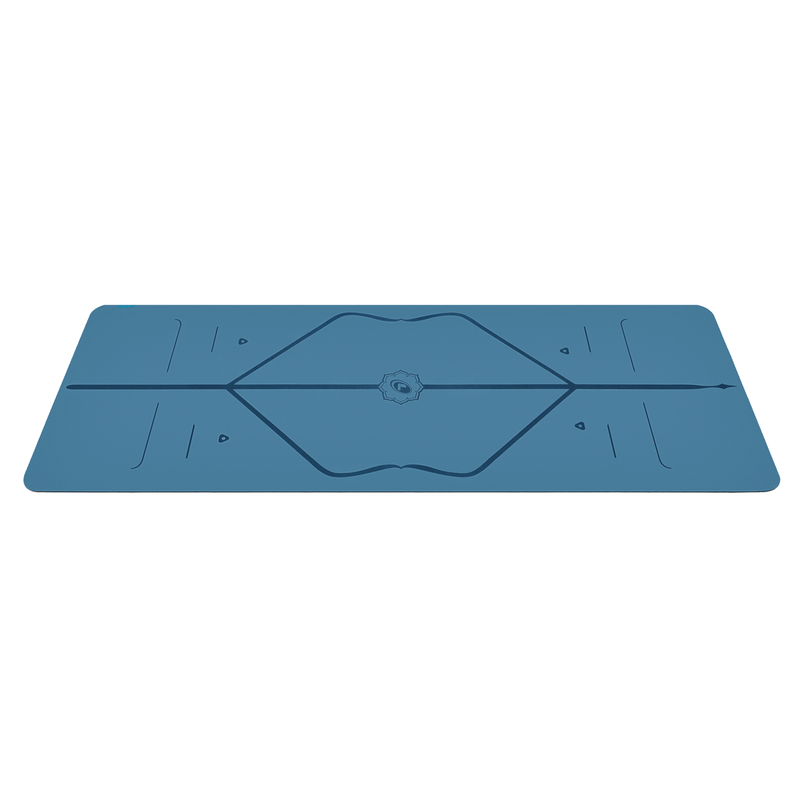 Side view of the alignment design of the Blue Liforme Yoga mat
