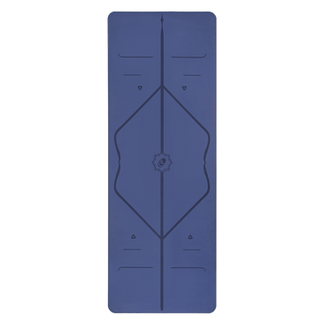 Front view of the alignment design of the dusk blue Liforme Yoga mat