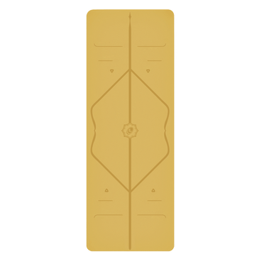 Front view of the alignment design of the Golden Sand Liforme Yoga mat
