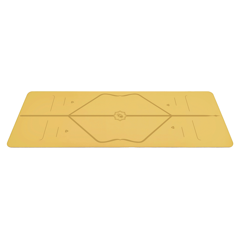 Side view of the alignment design of the Golden Sand Liforme Yoga mat
