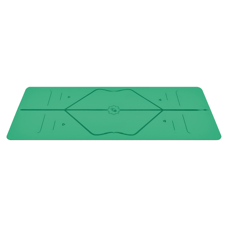 Side view of the alignment design of the Green Liforme Yoga mat
