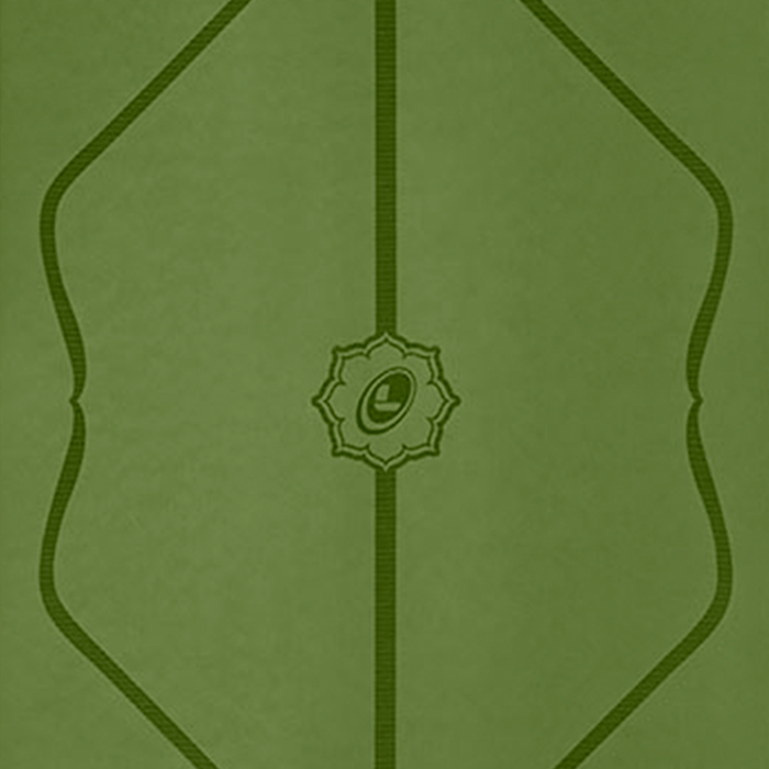 Close up detailed view of the Liforme Olive Green Classic Yoga Mat