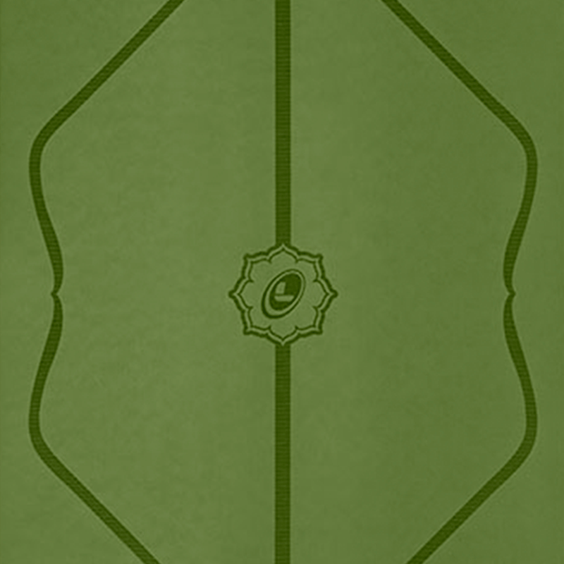 Close up detailed view of the Liforme Olive Green Classic Yoga Mat