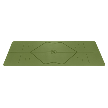 Side view of the alignment design of the olive Liforme Yoga mat