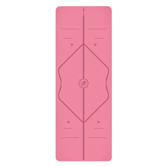 Front view of the alignment design of the Pink Liforme Yoga mat