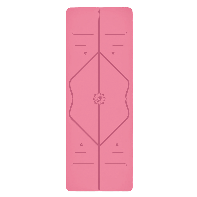 Front view of the alignment design of the Pink Liforme Yoga mat
