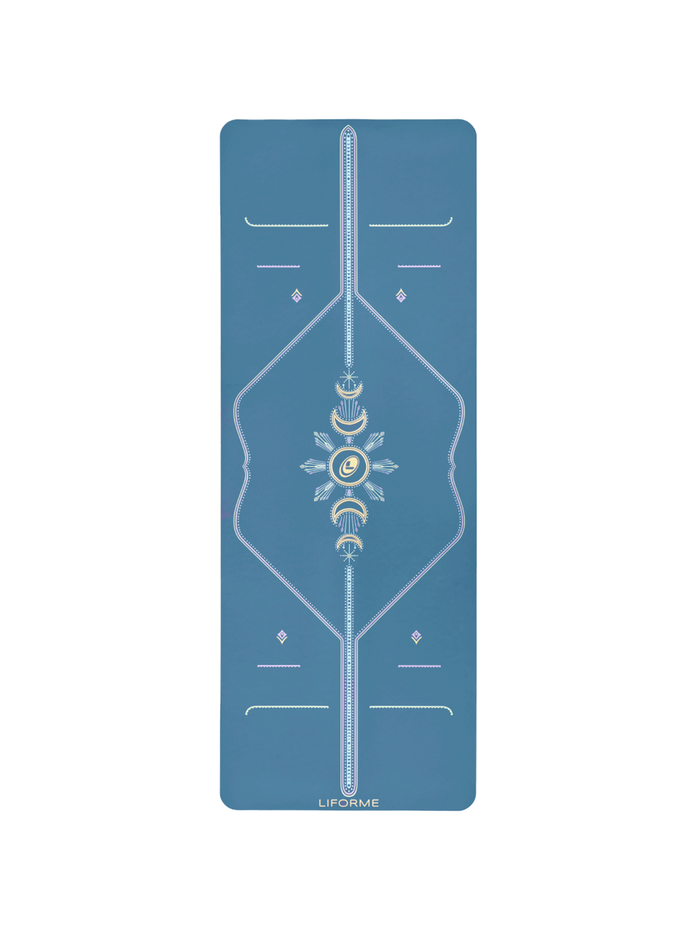 A birdseye view of a  Liforme Cosmic Moon Yoga Mat