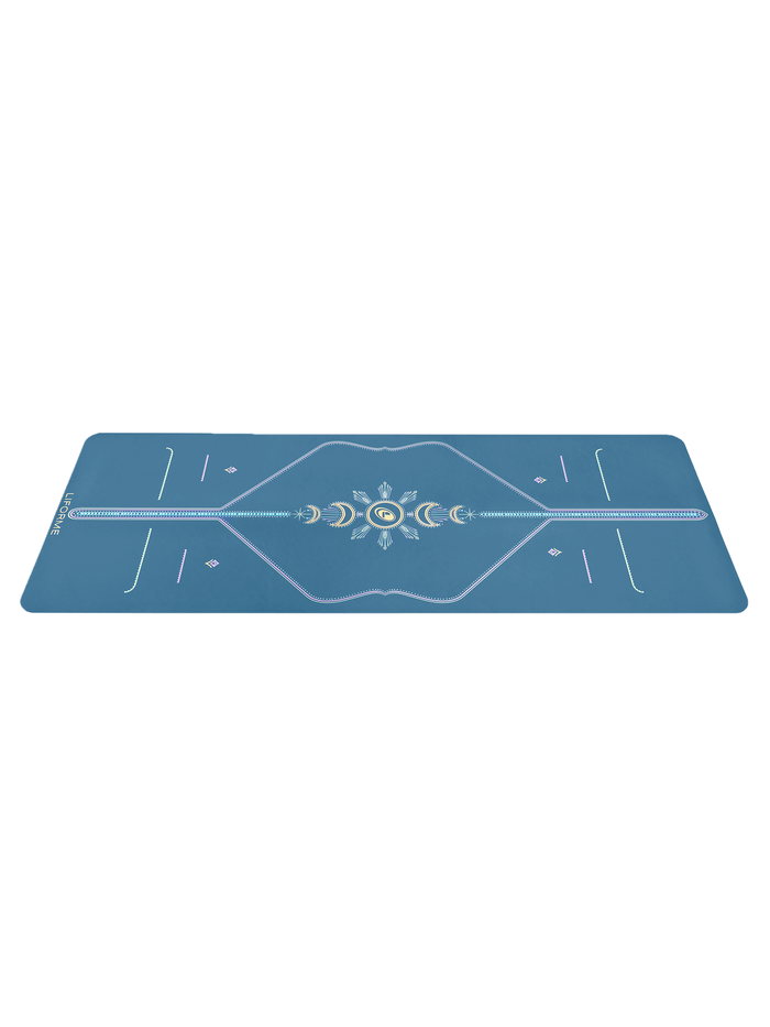 A side view of a  Liforme Cosmic Moon Yoga Mat