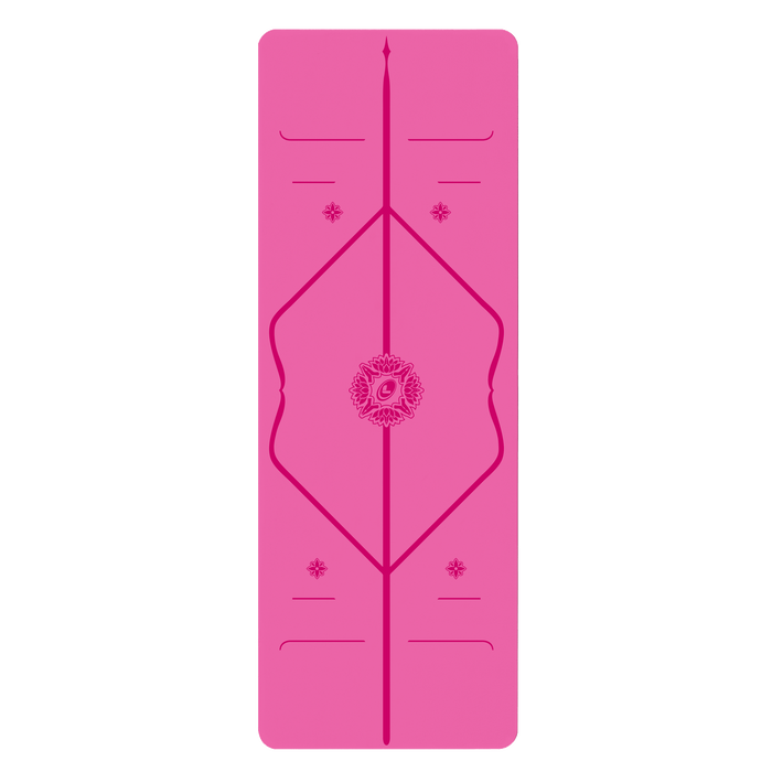 Birdseye view of a Liforme Gratitude Pink Yoga Mat 