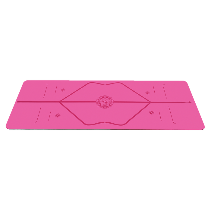 Side view of a Liforme Gratitude Pink Yoga Mat 