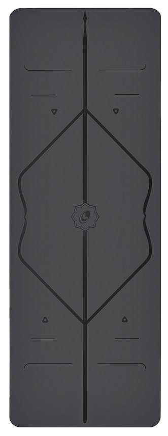 Liforme Grey Classic Yoga Mat front-view Image with alignment markers