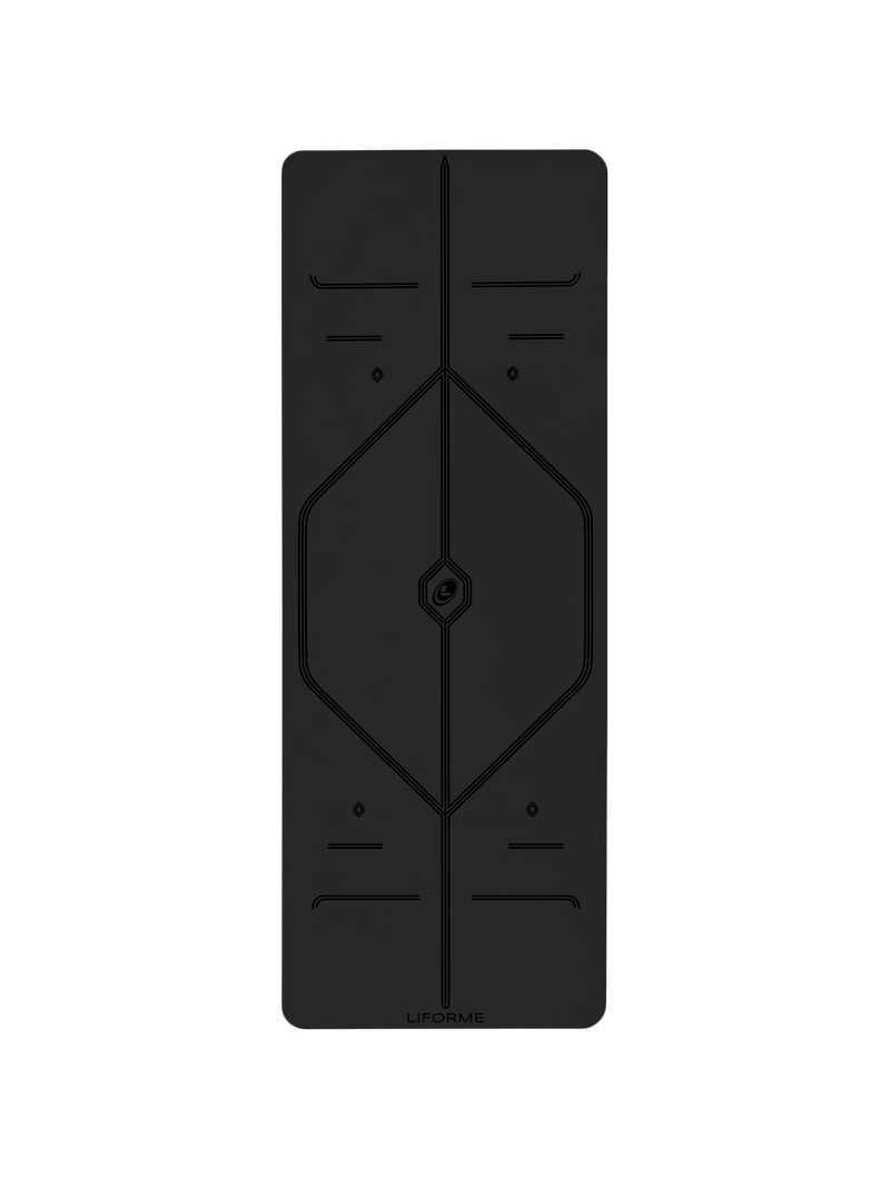 Birdseye View of Liforme In Line Black Yoga Mat 