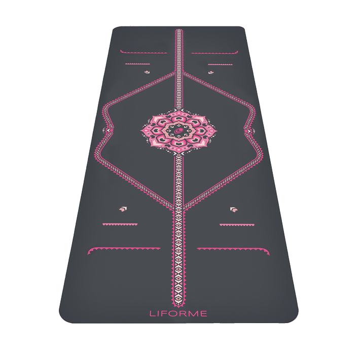Liforme Blossoming Lotus Yoga Mat showing front view with AlignForMe® posture alignment and non-slip eco-friendly surface