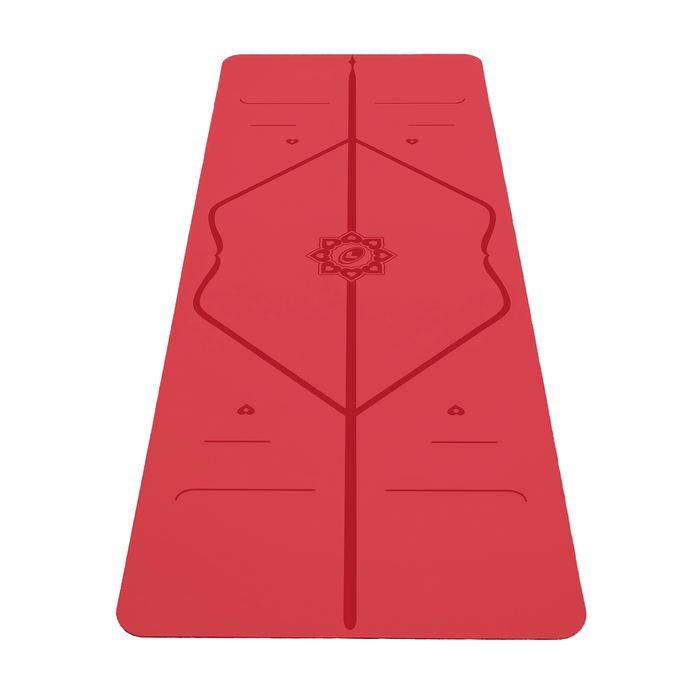 Liforme Expressions Yogamat met vooraanzicht met AlignForMe® houdingsuitlijning en antislip milieuvriendelijk oppervlak