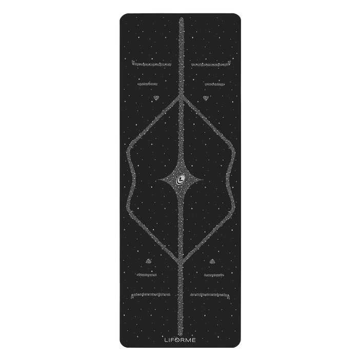 Birdseye View of the Liforme Magic Galaxy Yoga Mat Silver Black