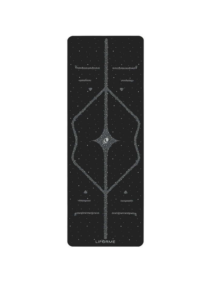 Birdseye View of the Liforme Magic Galaxy Yoga Mat Silver Black