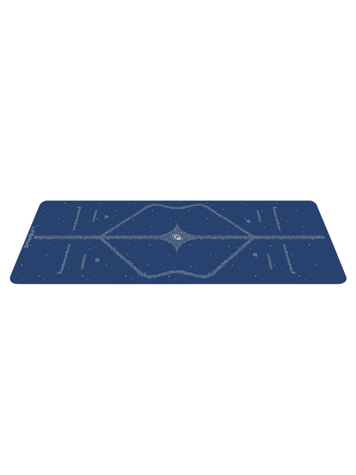Side View of the Liforme Magic Galaxy Yoga Mat Silver Dusk Blue