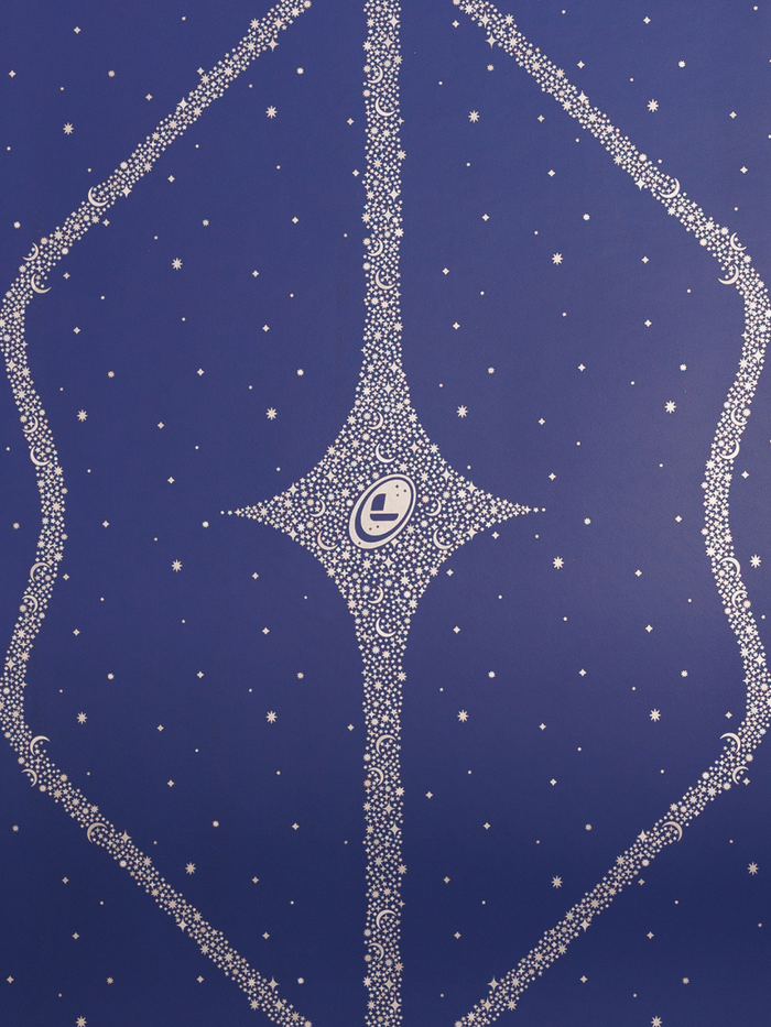 A close-up on the Liforme Magic Galaxy Yoga Mat Silver Dusk Blue alignment system