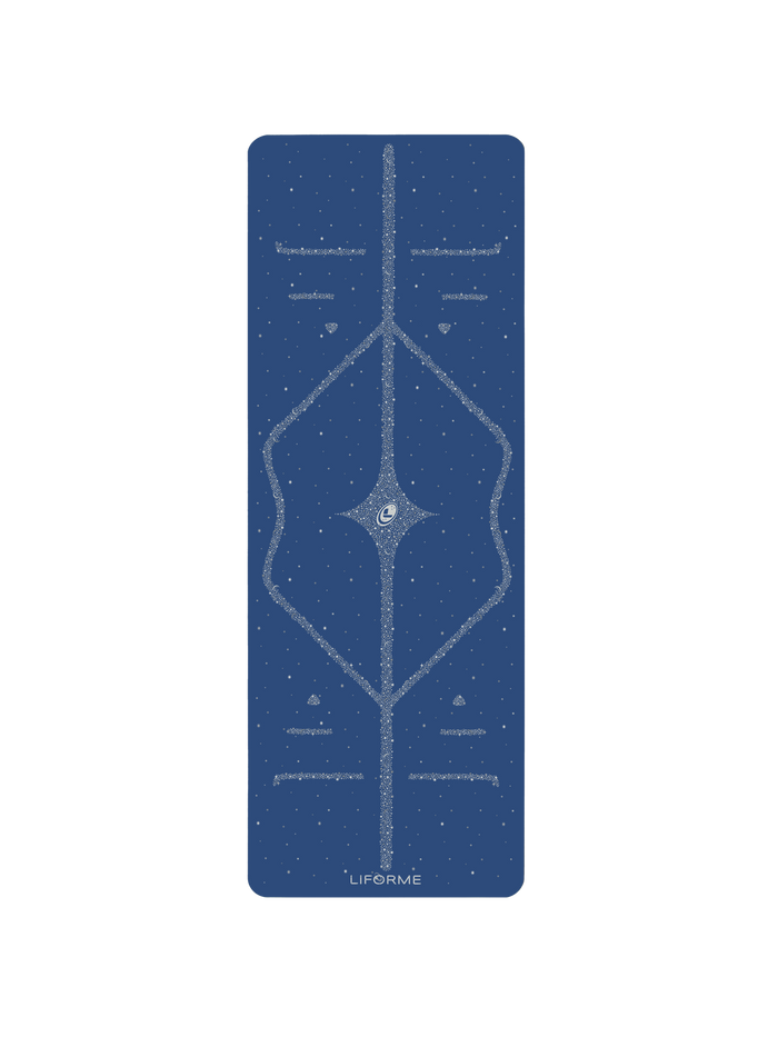 Birdseye View of the Liforme Magic Galaxy Yoga Mat Silver Dusk Blue