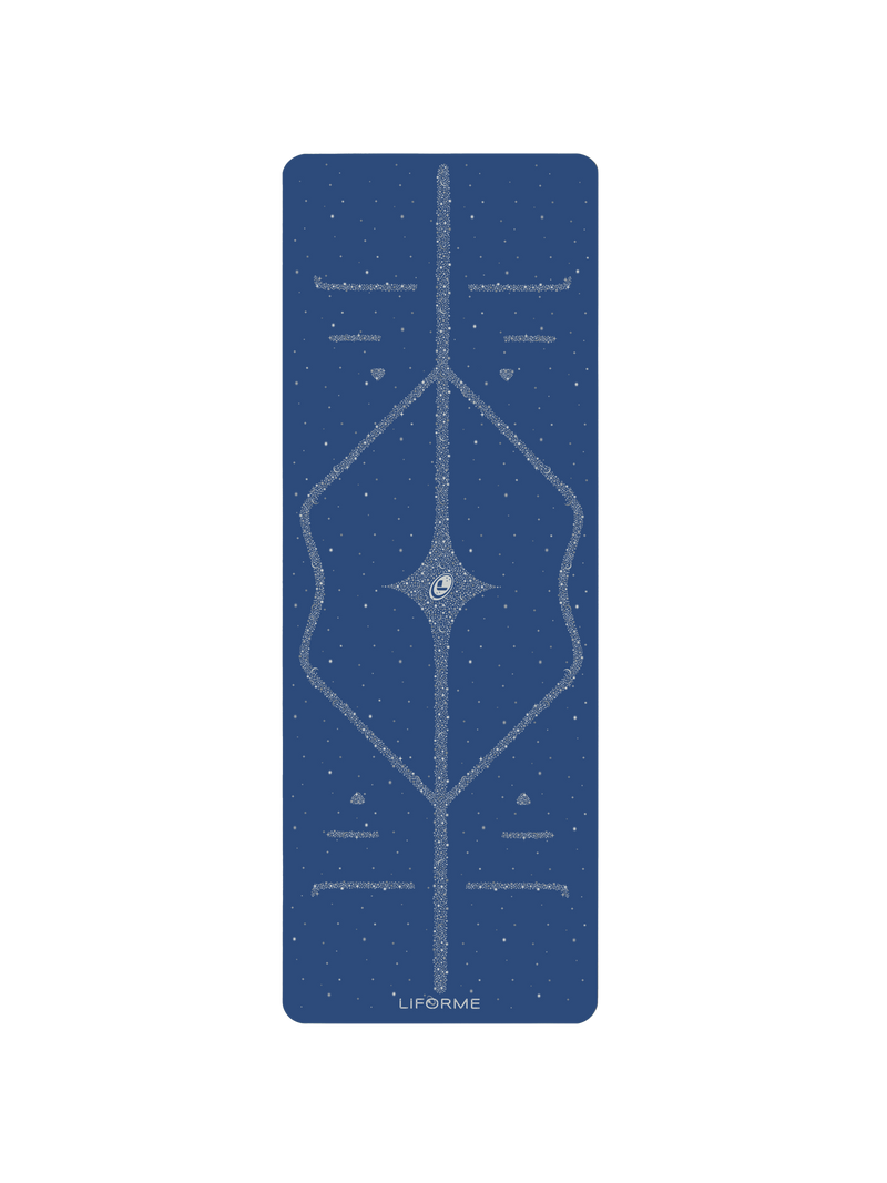 Birdseye View of the Liforme Magic Galaxy Yoga Mat Silver Dusk Blue