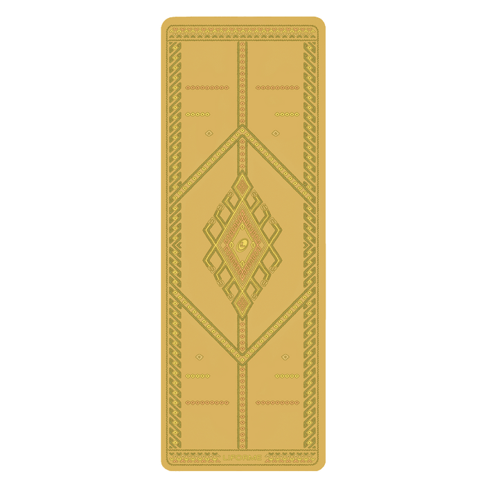 A birdseye view of a Liforme Majestic Carpet Golden Sand yoga mat 