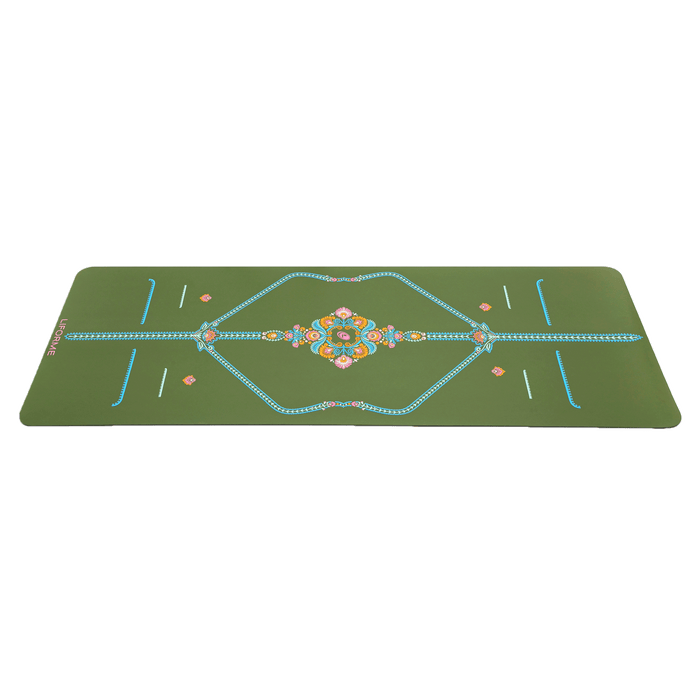 Side view of the alignment design of the Olive Liforme Yoga mat
