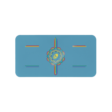 Liforme Rainbow Yoga Pad showing rainbow design, blue colorway with AlignForMe® posture alignment and non-slip eco-friendly surface