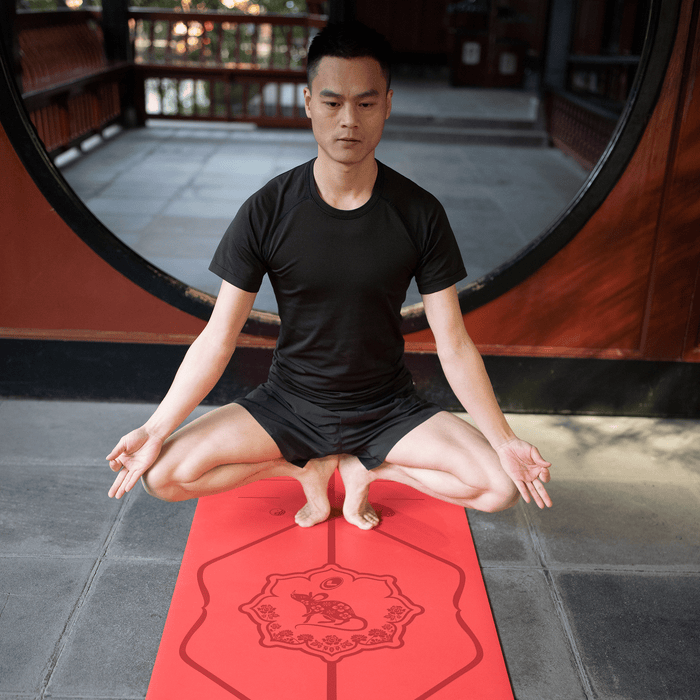 «Casi perfecta» Zodiac Rojo Esterilla de yoga con ratones