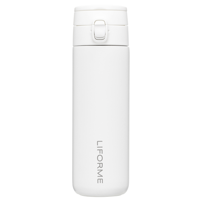 Liforme White Water Bottle 13oz / 380ml showing front view