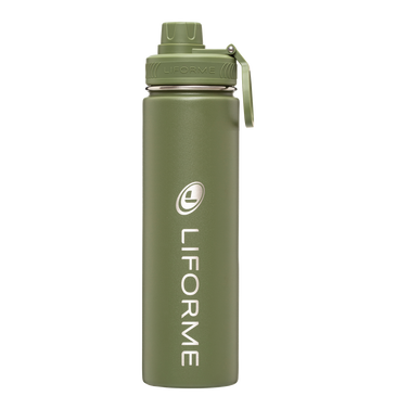 Liforme Olive Water Bottle 24oz / 710ml showing front view