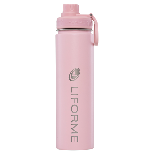 Liforme Pink Water Bottle 24oz / 710ml showing front view