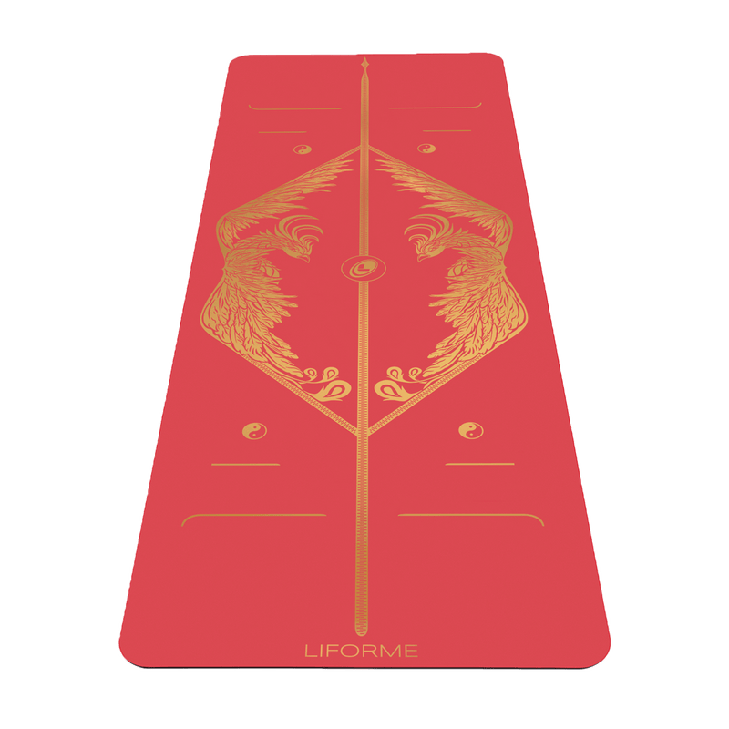 Liforme Dragon & Phoenix Yoga Mat with AlignForMe® posture alignment and non-slip eco-friendly surface