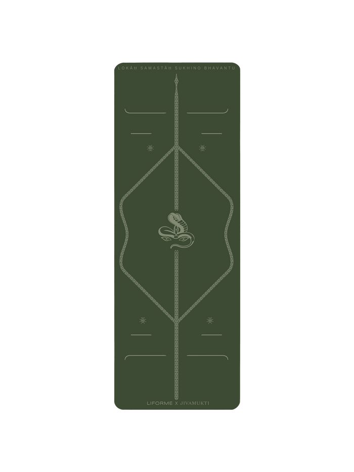 Liforme x Jivamukti Yoga Mat Dark Forest Green Birdseye View
