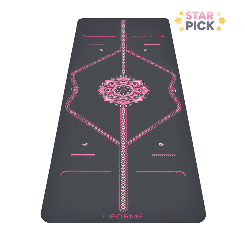 Liforme Blossoming Lotus Yoga Mat with AlignForMe® posture alignment and non-slip eco-friendly surface