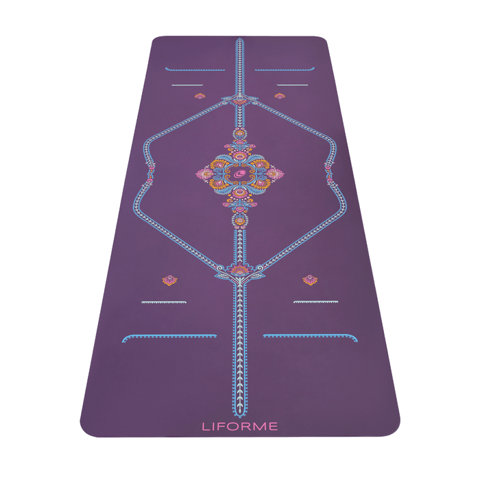 Liforme Mindful Garden Yoga Mat showing front view with AlignForMe® posture alignment and non-slip eco-friendly surface
