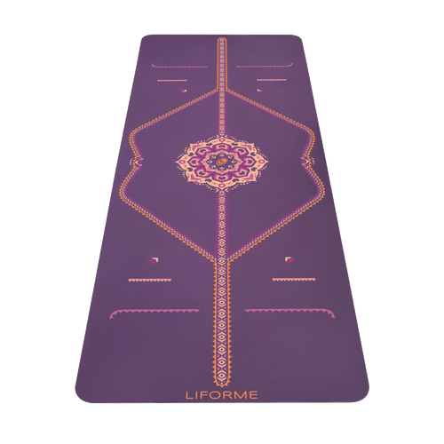 Liforme Blossoming Lotus Yoga Mat showing front view with AlignForMe® posture alignment and non-slip eco-friendly surface
