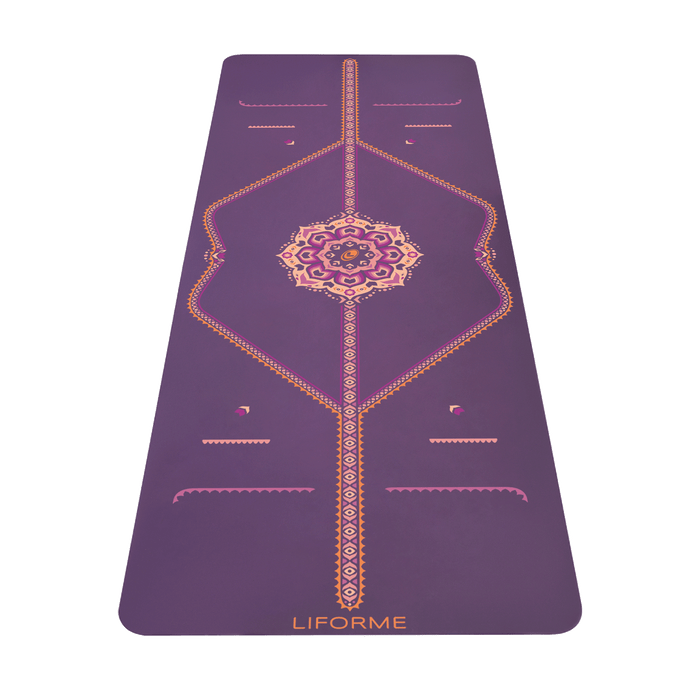 Liforme Blossoming Lotus Yoga Mat showing front view with AlignForMe® posture alignment and non-slip eco-friendly surface