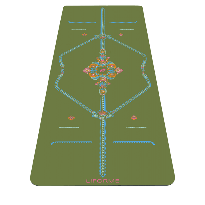 Liforme Mindful Garden XL Yogamat met AlignForMe® houdingsuitlijning en antislip milieuvriendelijk oppervlak