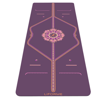Liforme Blossoming Lotus XL Yoga Mat showing front view with AlignForMe® posture alignment and non-slip eco-friendly surface